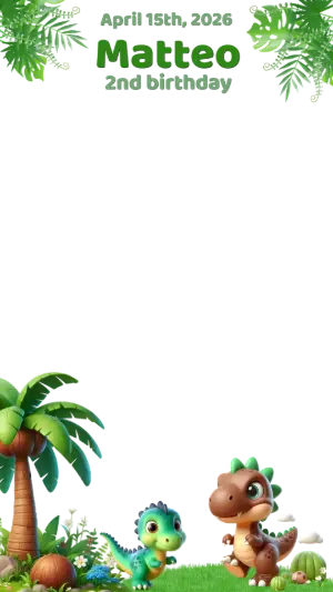 Cute Dinosaur Birthday Photo Frame | Editable Template