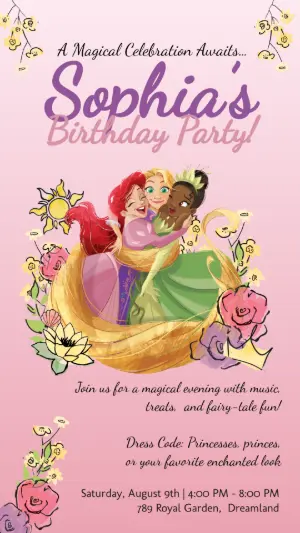 Magical Princess Birthday Party Editable Invitation