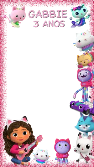 Moldura de Aniversário A Casa Mágica da Gabby Editável