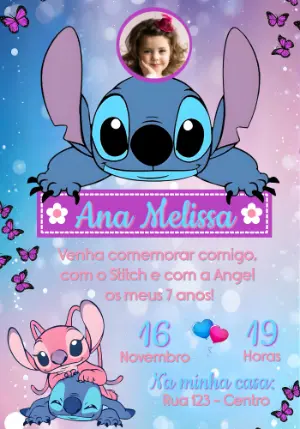 Invitación de cumpleaños Stitch – Estático – Convites e Artes Digitais