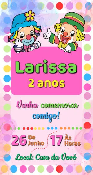 Convite de Aniversário Patati Patatá Menina Colorido Editável