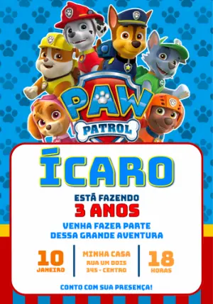 Invito di compleanno Paw Patrol – Statico – Jotta