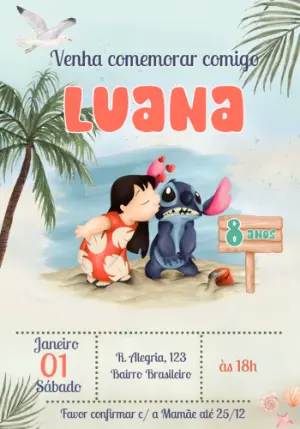Invitación de cumpleaños Stitch – Estático – Julia B