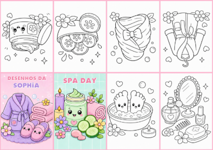 Mini Livrinho Spa Day para Colorir | Modelo Editável