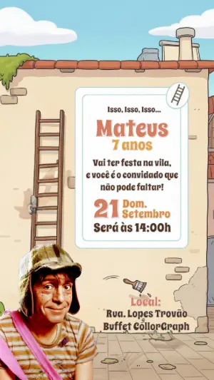 Convite de Aniversário Chaves para Editar Online