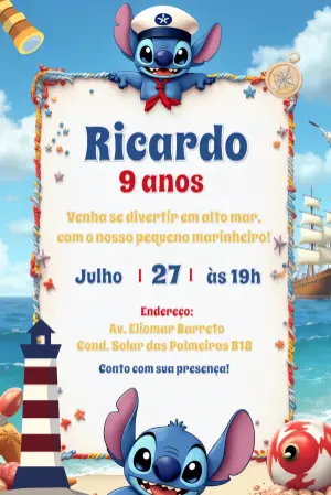 Invitación de cumpleaños Stitch – Estático – Gisele
