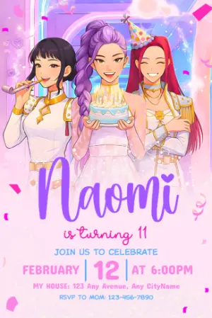 K-Pop Demon Hunter Birthday Invitation | Editable Digital Template