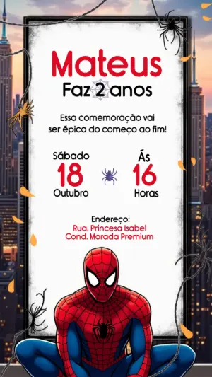 Convite Aniversário Homem Aranha Editável Online