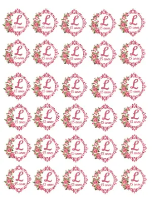 Tag de 15 Anos Rosa Floral Elegante para Editar