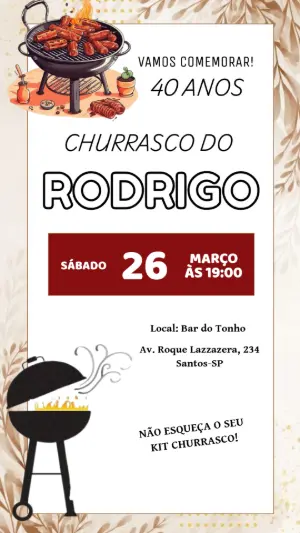 Convite Animado de Aniversário Churrasco para Editar
