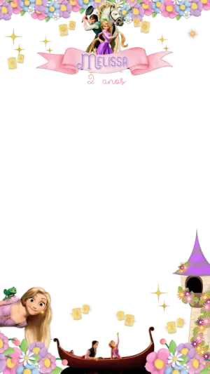Moldura Story Aniversário Enrolados Rapunzel para Editar Online