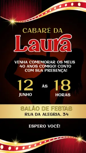 Convite de Aniversário Tema Cabaré Editável Online