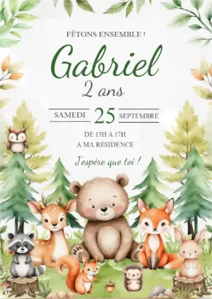 Invitation Anniversaire Forêt Enchantée à Modifier en Ligne