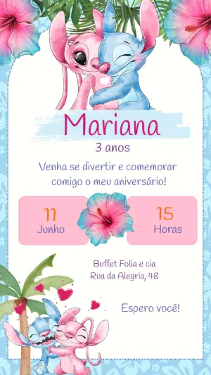 Invitación de cumpleaños Stitch – Estático – Felicity Artes
