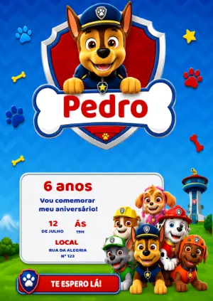 Invito di compleanno Paw Patrol – Statico – KC Design