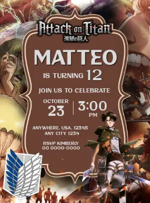 Attack on Titan Birthday Invitation Template to Edit