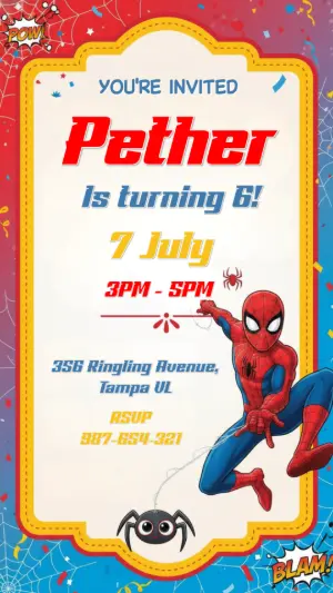 Editable Spider Man Birthday Invitation