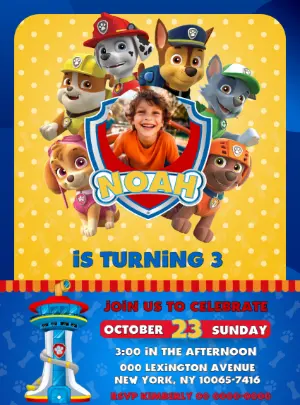 Invito di compleanno Paw Patrol – Statico – Decore Arte