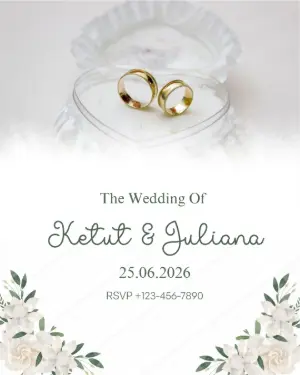 Elegant Wedding Invitation with White Flowers - Editable Template