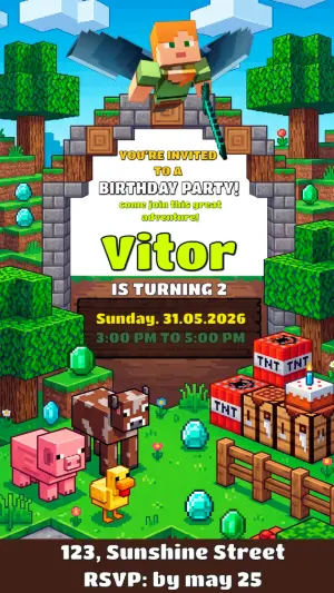 Minecraft Birthday Invitation for Kids | Editable Template