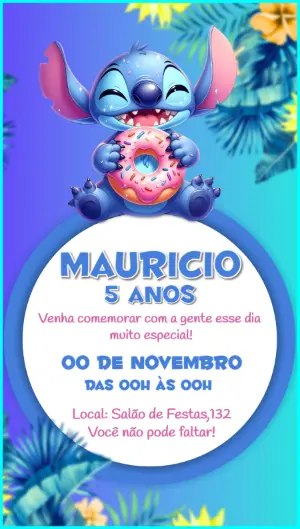 Invitación de cumpleaños Stitch – Estático – Idesign Personalizados