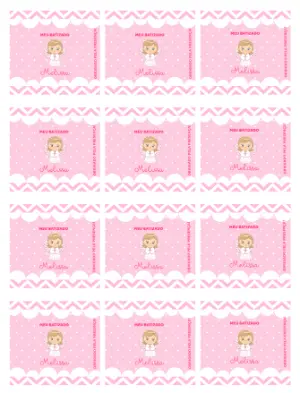 Adesivo para Bala Personalizada Anjinha Rosa Delicada para Editar