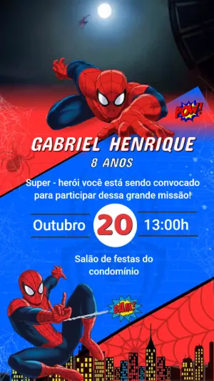 Vídeo Convite de Aniversário Homem-Aranha Animado