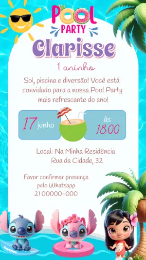 Invitación de cumpleaños Stitch – Estático – Felicity Artes
