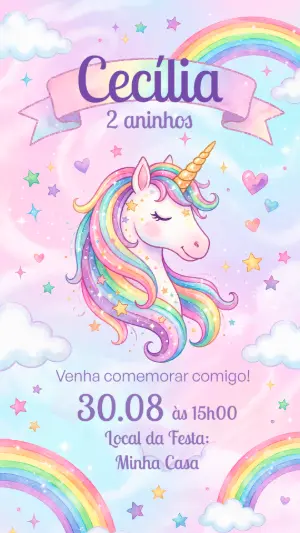 独角兽生日邀请函 – 静态 – Alegria no ar