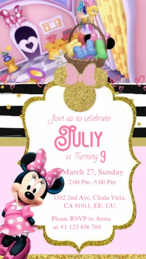 Animated Minnie Princess Birthday Invitation | Editable Video Template