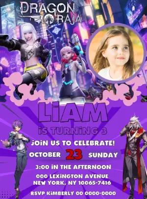 Editable Dragon Raja Gaming Birthday Party Invite