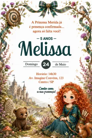 Invitación de cumpleaños Princesas – Estático – Érika Souza Studio