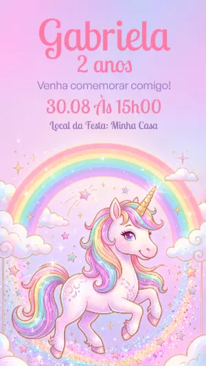 独角兽生日邀请函 – 静态 – Alegria no ar