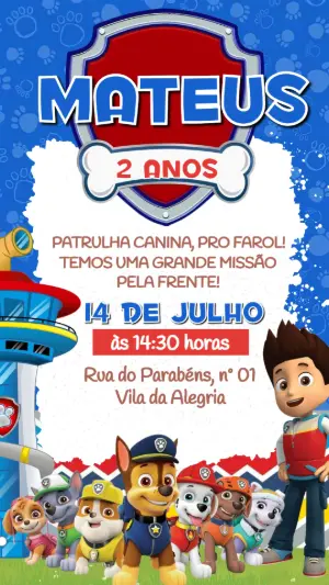 Invito di compleanno Paw Patrol – Statico – Festôu Convites