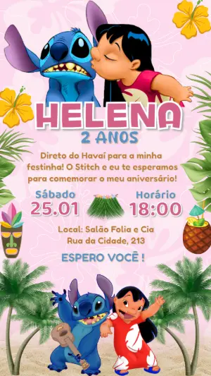 Invitación de cumpleaños Stitch – Estático – Felicity Artes