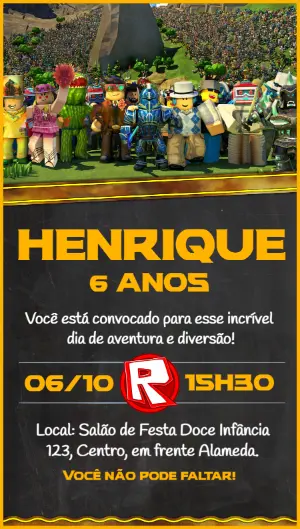 Invitación de cumpleaños Roblox – Estático – Idesign Personalizados