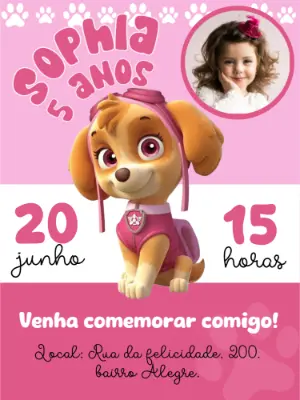 Invito di compleanno Paw Patrol – Statico – Bella Liz Convites