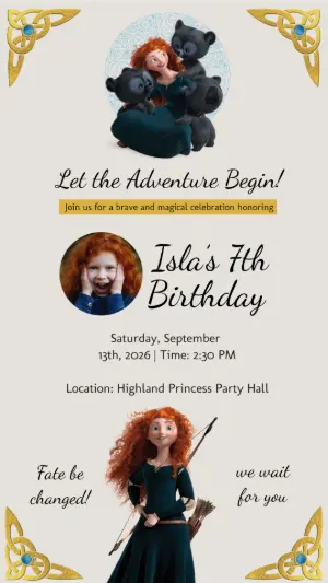 Brave Princess Birthday Invitation | Editable Template
