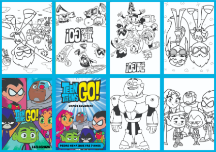 Livrinho de Colorir Jovens Titãs GO! Editável para Aniversário