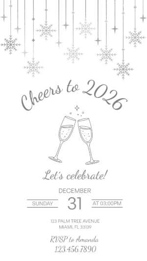 Silver Snowflake New Year's Eve Invitation | Editable Template