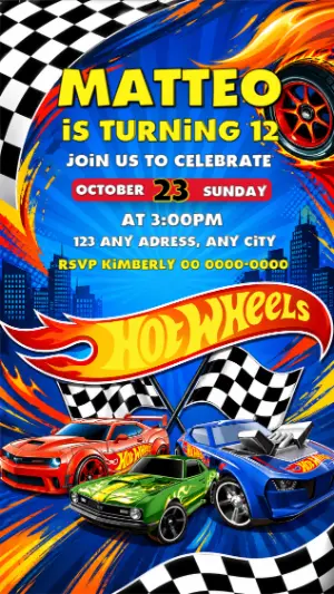 Hot Wheels Birthday Invitation | Editable Race Car Party Template