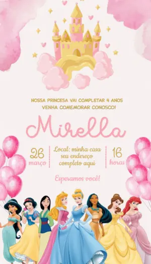 Invitación de cumpleaños Princesas – Estático – Fernando Martins