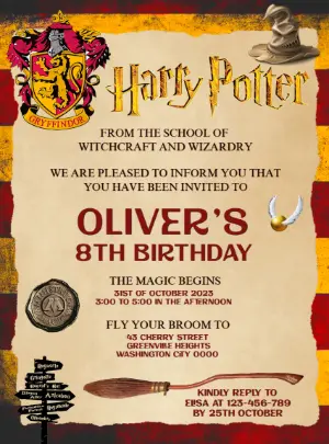 Harry Potter Birthday Invitation Editable Online
