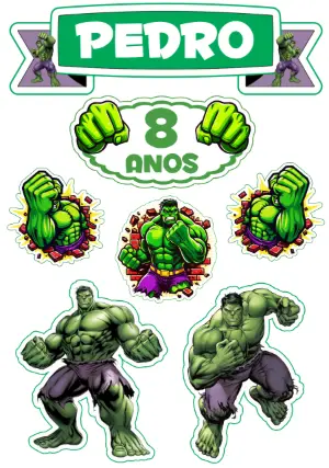 Topo de Bolo Aniversário Hulk para Editar Online