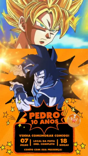 Convite Animado Aniversário Dragon Ball para Editar Online
