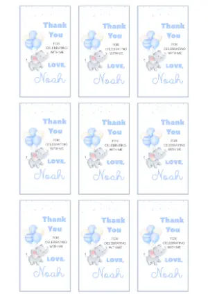Cute Elephant Baby Shower Favor Tag Editable Template