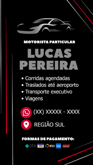 Cartão de Visita Motorista Particular Moderno para Editar Online