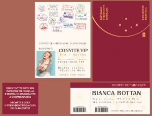 Convite de 15 Anos Tema Passaporte com Foto para Editar com foto