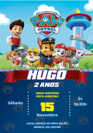 Invito di compleanno Paw Patrol – Statico – Janeiro 