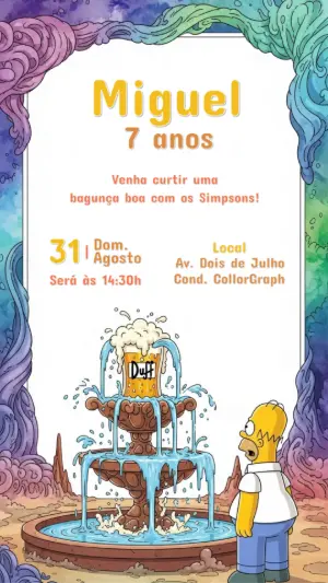 Convite de Aniversário Os Simpsons com Homer para Editar Online